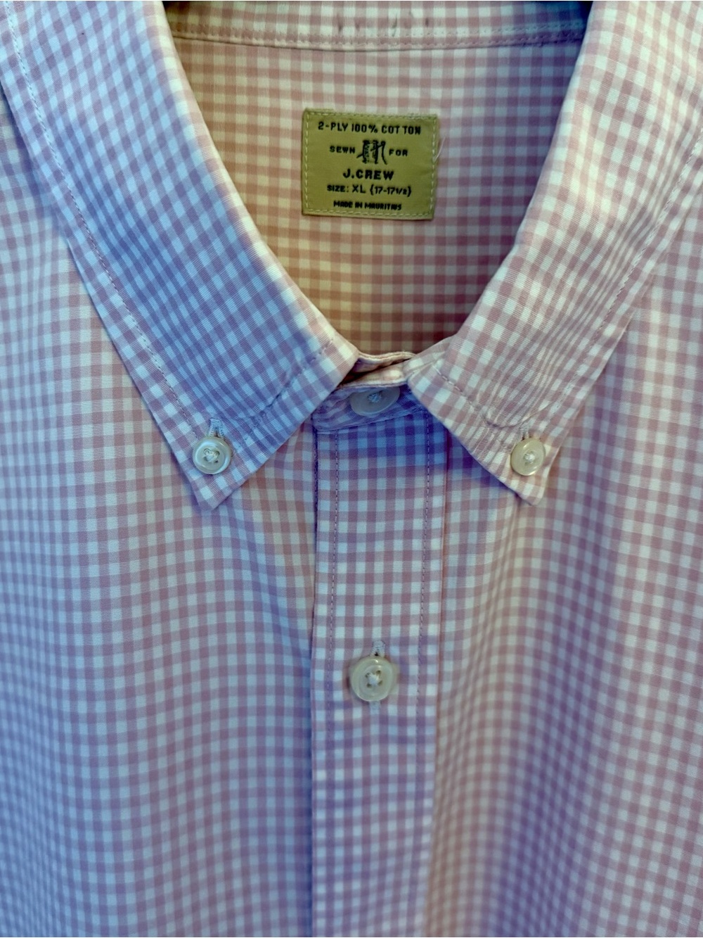 J. Crew Men’s Light Pink Gingham Button-Down Shirt